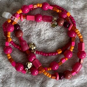 ✨EUC✨J. Crew Pink and Orange Beaded Charm Bracelet
